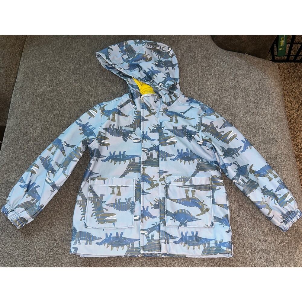 Old Navy Toddler Boys Blue Dinosaur Hooded Raincoat - Size 4T